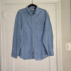 Blue Pointe Denim Button Up Shirt Mens Large Blue Long Sleeve Cotton